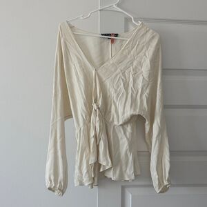 For Love And Lemons Cream Tie-Front Blouse
